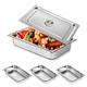 OUKANING 4 Piece Steam Table Pan Stainless Steel Food Container with Lid 20x 12 x 4 Inch Deep Steam Table Full Size Stainless Steel Hotel Pan Container