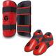 VADER SPORTS EST.2001 WITH YOU ALL THE WAY Kickboxing Taekwondo karate competition/sparring foot pads and shin pads set (Red, small/kids 7-10 yrs)