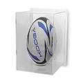 Mounted Rugby Ball Display Case Vertical or Horizontal (Vertical, White)