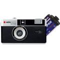 AgfaPhoto analoge 35mm 1/2 Format Foto Kamera Black im Set mit Schwarz/weiß Negativ Film + Batterie