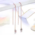 Boucles d'oreilles pendantes pour femmes Unique longue ligne de goutte couleur or Rose cristal