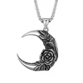 Pendentif Rétro Punk Gothique en Métal Rose Lune pour Homme et Femme Collier en Acier Inoxydable