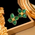 Boucles d'oreilles Vintage en fleurs vertes pour femmes style coréen en Zircon style Boho idéal