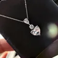 Pendentif diamant coupe coeur 3ct pour femme 100% véritable argent regardé 925 moissanite collier