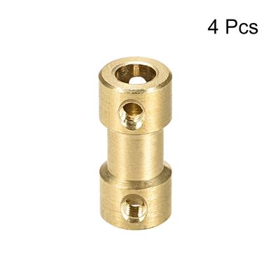 Rigid Coupling, 20mm Length 9mm Diameter, Copper Shaft Coupler Connector, Brass Tone 4Pcs