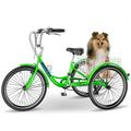 MOPHOTO 26 Adult Tricycles 3 Wheel 7 Speed Trikes with Large Basket for Outdoor Cycling Shopping Exercise Men Women s Cruiser Bike (Green 26inch)