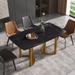 63" Light Luxury Marble Dining Table, Sintered Stone Top and Stainless Steel legs