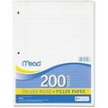 Mead Loose Leaf Paper 3 Hole Punch Filler Paper College Ruled Paper 11 x 8-1/2 200 Sheets (17208)