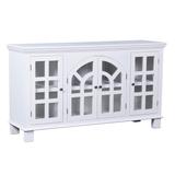 Vermont Sideboard - White Wood Cabinet With 4 Doors With Glass