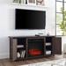 The Twillery Co.® Rozier TV Stand for TVs up to 50" w/ Electric Fireplace Included Wood/Glass/Metal in Brown | 22 H in | Wayfair