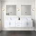 Latitude Run® Geneva 80" Wall-Mounted Double Bathroom Vanity Set w/ Mirror Wood/Marble in White | 19 H x 80 W x 22 D in | Wayfair