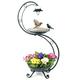 YANZ Bird Baths for Outdoors Solar Lamp 35.5 Height Metal Bird Bath Weather Resistant Vintage decorative Birdbaths Flower Planter Pedestal Fountain Decorations for Garden Yard Lawn-Bronz Green