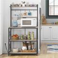 17 Stories 63 H Kitchen Baker"s Racks w/ 2 AC Outlets Wood/Metal/Manufactured Wood in Brown/Gray | 63 H x 36.5 W x 13.5 D in | Wayfair