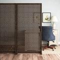 Porpora 72" W X 72" H Solid Wood Screen w/ Stand Wood in Brown | 72 H x 36 W x 5 D in | Wayfair WoodLatticeDividor72x72_square_Grey_1set