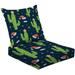 2-Piece Deep Seating Cushion Set Cactus Christmas seamless Holiday Christmas cactus light Santa hat Outdoor Chair Solid Rectangle Patio Cushion Set