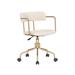 Willa Arlo™ Interiors Levins Gold Chrome Task Chair Upholstered in White/Brown | 32.68 H x 21.26 W x 21.26 D in | Wayfair