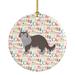 The Holiday Aisle® Siberian Forest Cat Christmas Hanging Figurine Ornament /Porcelain in Gray/Green/Pink | 2.81 H x 2.81 W x 0.15 D in | Wayfair