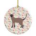The Holiday Aisle® Oriental Bicolor Cat Christmas Hanging Figurine Ornament /Porcelain in Brown/Green/Pink | 2.81 H x 2.81 W x 0.15 D in | Wayfair