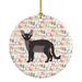 The Holiday Aisle® Devon Rex Cat Christmas Hanging Figurine Ornament Ceramic/Porcelain in Gray/Green/Pink | 2.81 H x 2.81 W x 0.15 D in | Wayfair