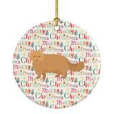 The Holiday Aisle® Persian Modern Cat Christmas Hanging Figurine Ornament /Porcelain in Brown/Green/Pink | 2.81 H x 2.81 W x 0.15 D in | Wayfair