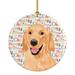 The Holiday Aisle® Golden Retriever Gold Christmas Hanging Figurine Ornament Ceramic/Porcelain in Blue/Brown/Red | 2.8 H x 2.8 W x 0.15 D in | Wayfair