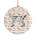 The Holiday Aisle® Highlander Lynx 2 Cat Hanging Figurine Ornament Ceramic/Porcelain in Brown/Gray/Red | 2.8 H x 2.8 W x 0.15 D in | Wayfair