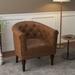 Barrel Chair - Alcott Hill® 29.88" W Tufted Barrel Chair Faux Leather in Brown | 29.88 H x 29.88 W x 26.72 D in | Wayfair