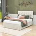 Latitude Run® Upholsetered Drawers Platform Bed Metal in White/Brown | 44.5 H x 58 W x 75.6 D in | Wayfair 7A02A52CA3E842D88D88F7212248E192