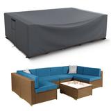Arlmont & Co. Waterproof Patio Furniture Set Cover Windproof Outdoor Sectional Sofa Set Cover in Gray | 28 H x 98 W x 98 D in | Wayfair
