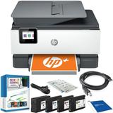 HP OfficeJet Pro 9015e Wireless All-in-One Printer with Color Photo Print Copy Scan Fax Auto 2-sided Printing Mobile 1G5L3A Bundle with DGE USB Print Cable + Business Software Kit