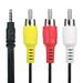 K-MAINS 5FT Cable A/V Audio/Video AV Cord 3.5mm AUX Auxilairy to RCA Composite Yellow White Red Cable Replacement for 503AK0400191000001 Western Digital WD TV HD Live Live Plus & Mini Media Player