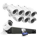 ANNKE Home Security Camera System 8ch CCTV Camera Security System 8pcs IP66 1080P Surveillance Camera Motion Detection Night Vision for Indoor Outdoor (2TB Hard Drive)