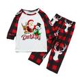 POROPL Family Christmas Pajamas Set Long Sleeve Christmas Pajamas Holiday Pullover O-Neck Plaid Deer Snowman Print Pajamas For Family