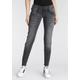 Slim-fit-Jeans HERRLICHER "Pitch Slim Organic Denim Cashmere" Gr. 30, Länge 32, grau (asphalt) Damen Jeans Röhrenjeans