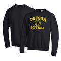 Men's Champion Black Oregon Ducks Primary Team Logo Icon Softball Powerblend Pullover Sweatshirt