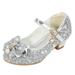 Toddler Little Kid Girls Dress Pumps Glitter Sequins Princess Bowknot Low Heels Party Dance Shoes Rhinestone Sandals Pool Shoes for Toddlers