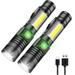 LED Flashlight Rechargeable 1000 Lumens Super Bright Magnetic Flashlight with COB Work Light Waterproof 4 Modes Kopeak Pocket Tactical Flashlights for Outdoor Camping Emergency 2 Pack