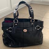 Coach Bags | Coach Large Black Leather Tote With Silver Accessories | Color: Black/Silver | Size: Os