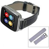 Beantech Smart Watch for iPhone and Android Smartphones. Silver face and Black strap. Extra Purple Sports Strap Included