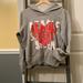 American Eagle Outfitters Tops | American Eagle Gray Heart Decal Hoodie - Medium | Color: Gray/White | Size: M