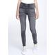 Skinny-fit-Jeans GANG "94MORA" Gr. 26 (34), N-Gr, schwarz (black used) Damen Jeans Röhrenjeans mit 3-Knopf-Verschluss und Passe vorne