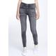 Skinny-fit-Jeans GANG "94MORA" Gr. 31 (40), N-Gr, schwarz (black used) Damen Jeans Röhrenjeans mit 3-Knopf-Verschluss und Passe vorne