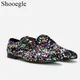 Mocassins de Luxe à Paillettes pour Homme Chaussures de Mariage Faites à la Main pour Robe d'Été