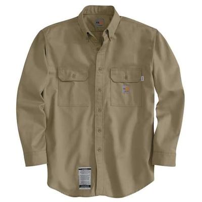 CARHARTT FRS160-KHI XLG TLL Carhartt Flame Resistant Collared Shirt, Khaki,