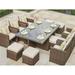 Direct Wicker PAD-3234-Brown 11 Piece Outdoor PE Rattan Wicker Patio Dining Table Set Brown