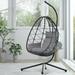 Egg Chair with Stand Steel Frame Swing Chair Hanging Chair Max 350Lbs with Cushions & Pillow Bedroom Outdoor Porch Garden Deck Gray