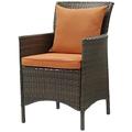 Modern Contemporary Urban Design Outdoor Patio Balcony Garden Furniture Side Dining Chair Armchair Rattan Wicker Orange Brown