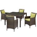 Side Dining Chair and Table Set Rattan Wicker Brown Green Modern Contemporary Urban Design Outdoor Patio Balcony Cafe Bistro Garden Furniture Hotel Hospitality