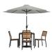 Flash Furniture Lark Series 7-Piece Steel/Aluminum Teak Patio Table and Chair Set Gray