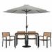 Flash Furniture Lark Series 7-Piece Steel/Aluminum Teak Patio Table and Chair Set Gray